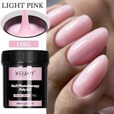 TEMU Xeiyai 150g Nail Phototherapy Polygel Gel - Uv Solid Acrylic Quick Construction, Pain-free Extension Gel, Heart Pattern, Glossy Finish, Round Shape, Unscented, Lightweight