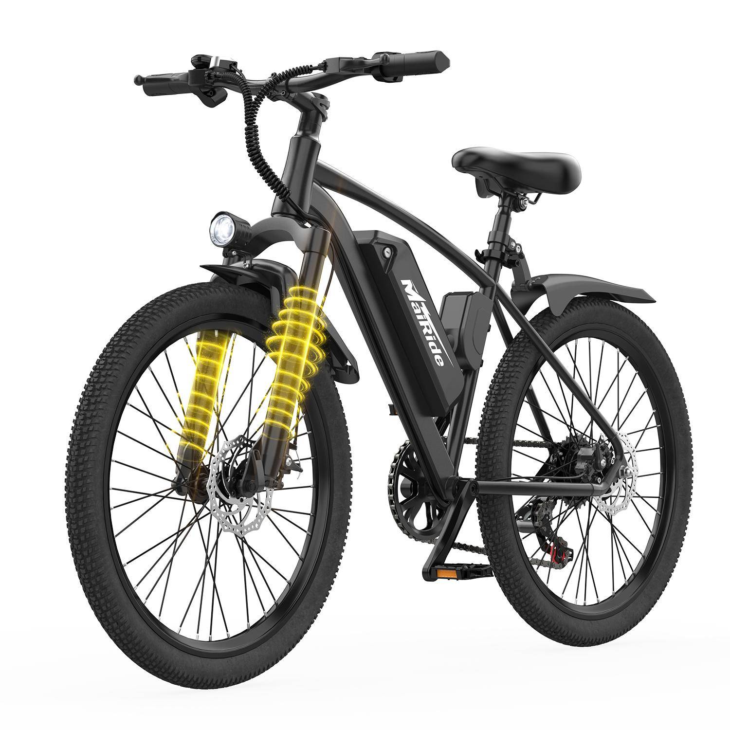 AAIRSK Electric Mountain Bike 26 inch, 36V 10AH Battery, 45-65 Km Range, 7 Speed E-bike, Adult E-bike