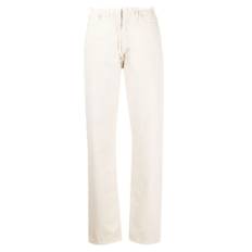 Maison Margiela, Jeans, Dam, S, Bomull, Beige Frayed Straight-Leg Jeans