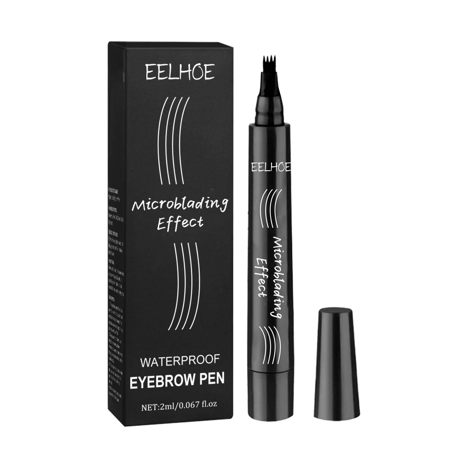 EELHOE Microblading-effekt Ögonbrynspenna Vattentät Svettresistent Naturligt Fullt Utseende svart