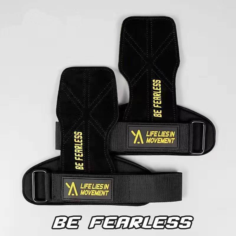 Updated Leather Gym Gloves Pull-ups Lifting Gymnastic Crossfit Anti-Skid Belt Wraps Support Palm Protection Pads Fitness Accessories M svart