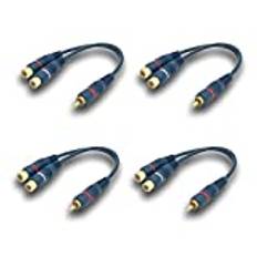 BRIEFCEC RCA Y-kabel, 15 cm RCA delarkabel AV-kabel 1 hane till 2 hona RCA-förlängningskabel RCA till Jack för subwoofer, högtalare, AMP, skivspelare, mottagare, hemmabio (Y-kabel, 4 st, blå)