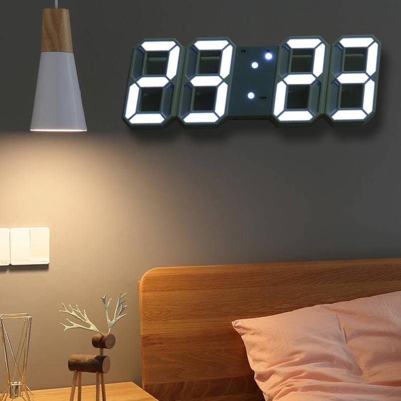 Digital Elektronisk Klocka LED Bordsklocka Ljusstyrka Justerbar Väckarklocka Mode Väggmontering gray