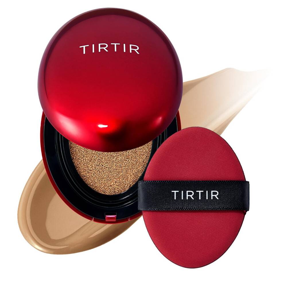 TIRTIR Mask Fit Röd Kudde Foundation | Japans Nr. 1 för Glas Hy, Långvarig, Lätt, Byggbar Täckning, Semi-Matt (34W Toffee, 0.