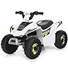 GOPLUS Elektrisk Kindquad ATV 6 V med fram- och bakåtbrytare, miniquad barnbil, elfordon av PP stål, elektrisk motorcykel för barn från 3 år bärbar upp till 30 kg, 73 x 40 x 44,5 cm (vit)