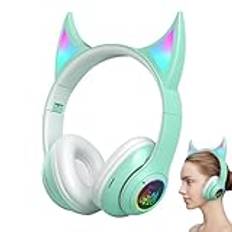 Wireless Over Ear Headphones | Headphones Wireless | Overear Headphones | Devil Cat Ear Cordless Gamer Headphones | Lightweight Over Ear Headset with Colorful Breathing Lights for Men & Women