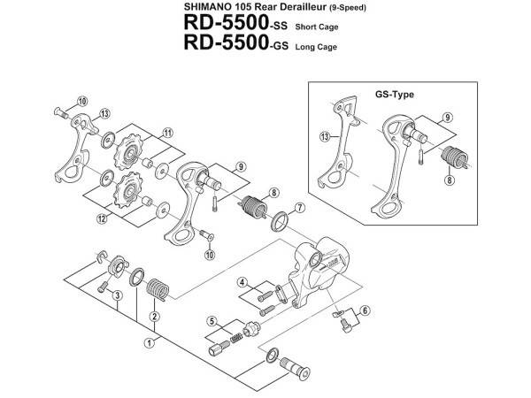 Shimano kabelbolt og plade til RD-5500