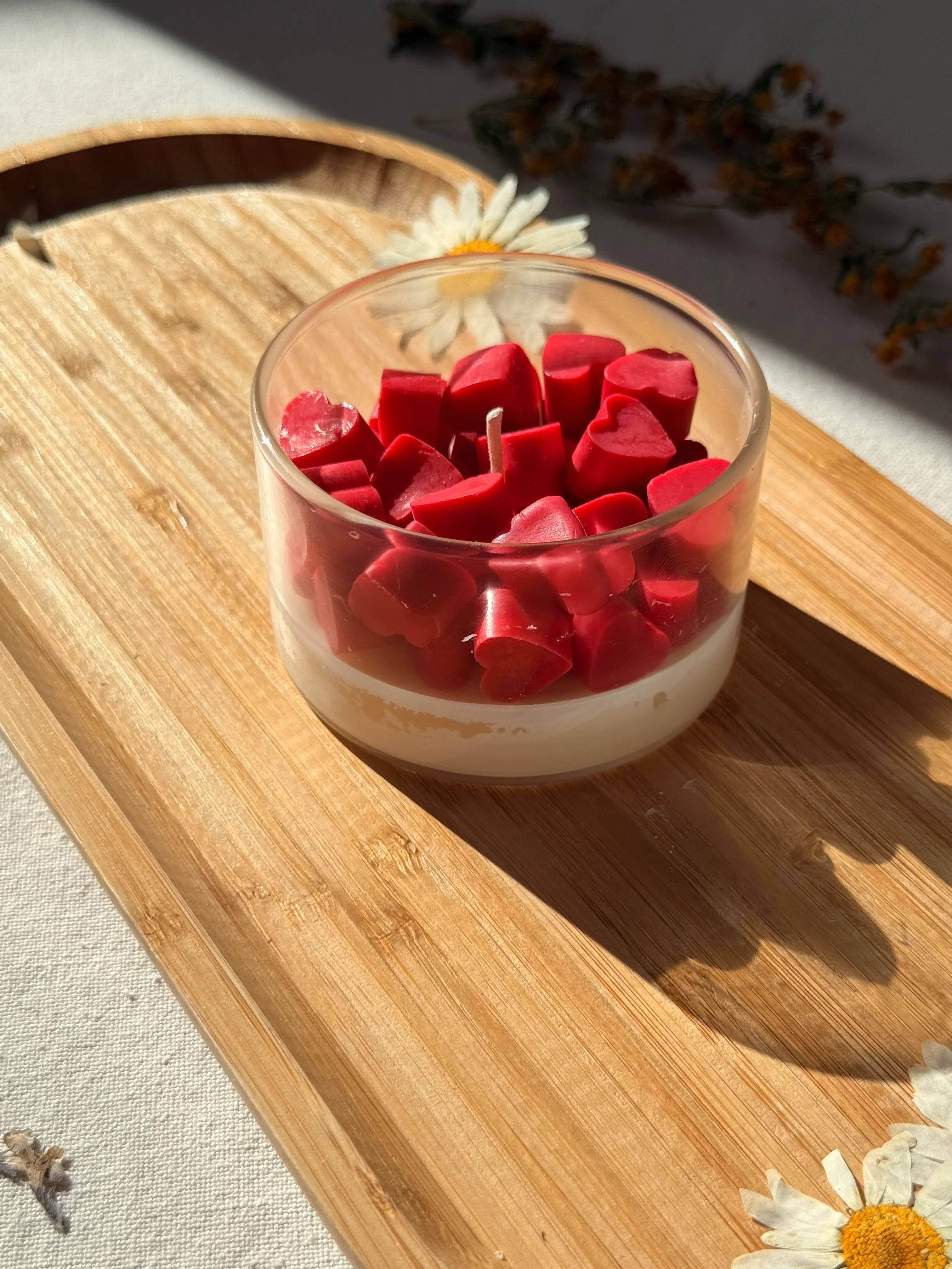 Handmade Red Heart Soy Candle | Romantic Gift & Home Decor - Peachy Ylang&Vanilla