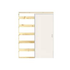 Swedoor Skjutdörrskarm - Klarlackad Furu / 70 mm Väggregel - Enkelgips / 80 x 210 cm