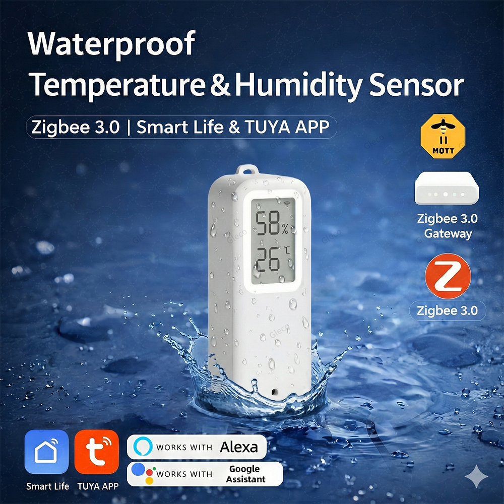 Smart Life Zigbee Waterproof Temperature Humidity Sensor IP65 For Indoor Outdoor Use Tuya Smart Home Requires Zigbee Gateway Hub