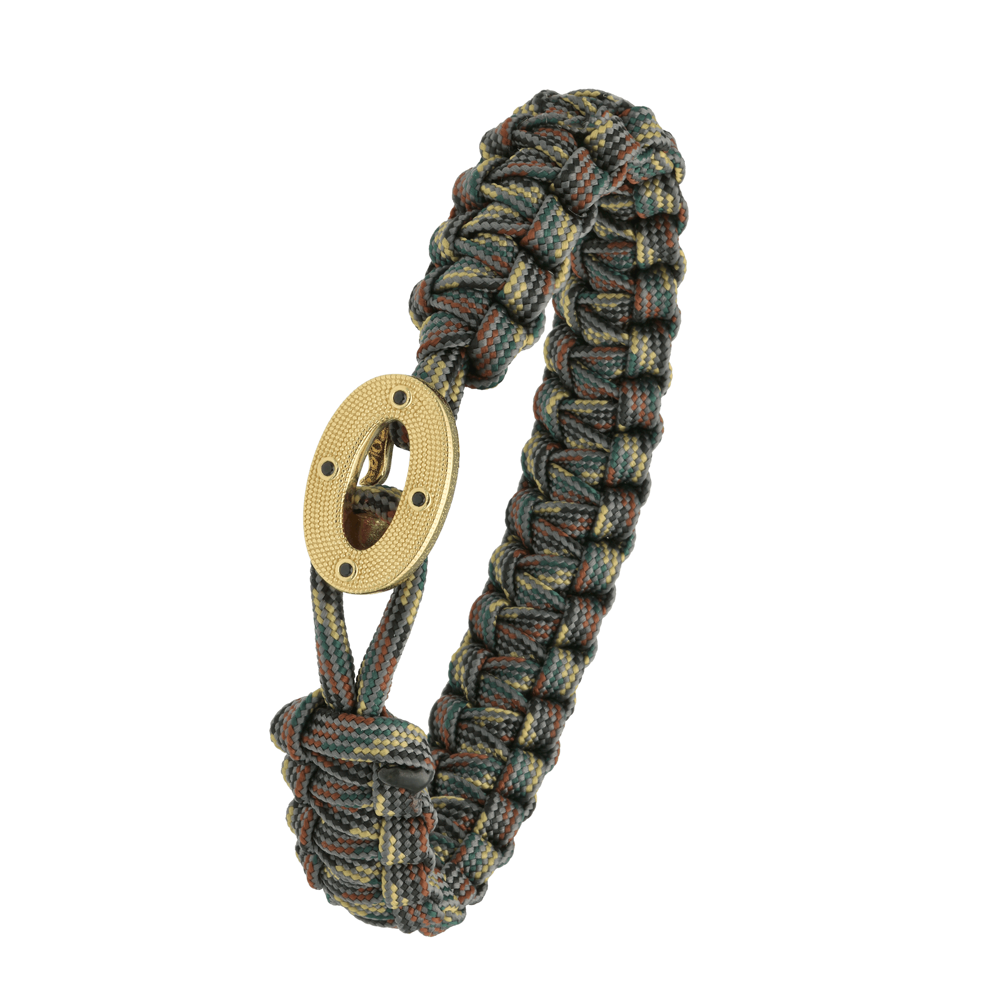 FSTS Bracelet Camouflage with Gold Plated Sterling Silver Maritime Lock - Grön, Guldfärg (180 mm)