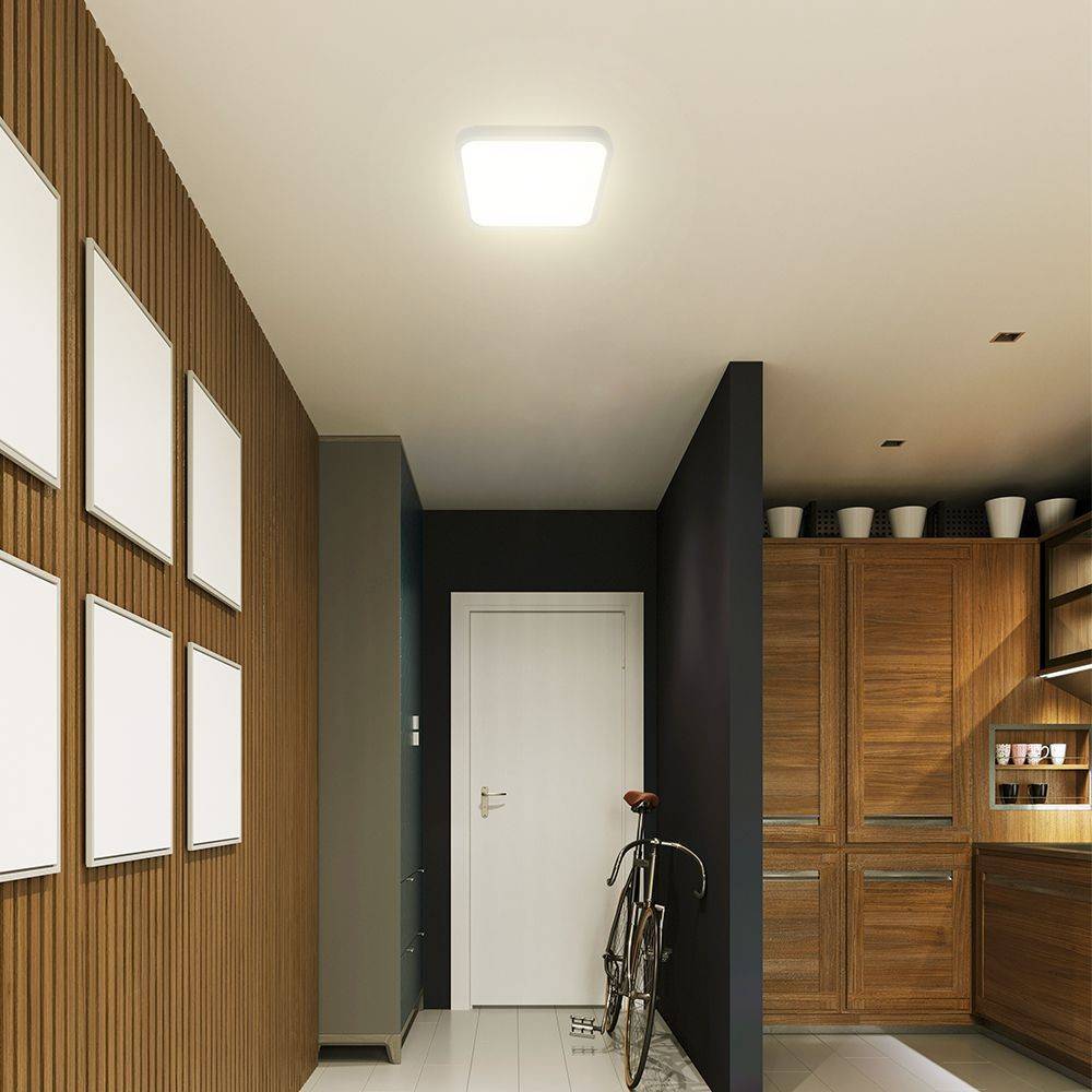 36W LED sensorlampe - IP44, 42 x 42cm, Samsung LED Chip, hvid kant, fjernbetjening, indbygget sensor, inkl. lyskilde - Kulør : Neutral