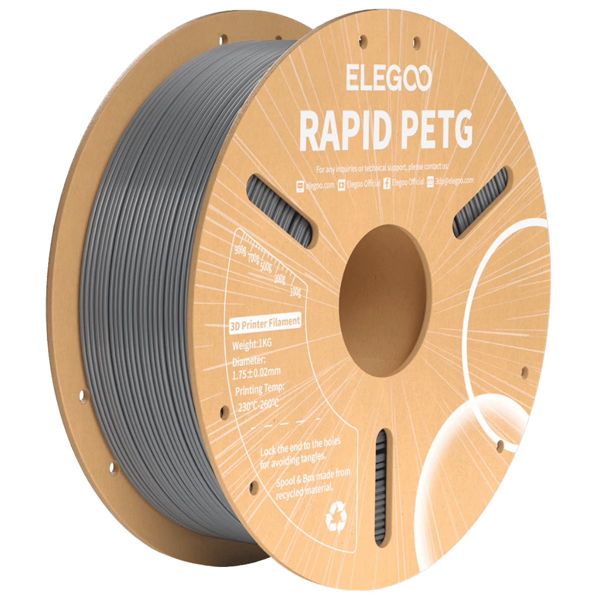 Elegoo Rapid PETG filament 1 kg - silver.