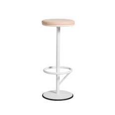 SMD Design Orbit barpall hög vitlack matt, ljusbrunt läder - Vit