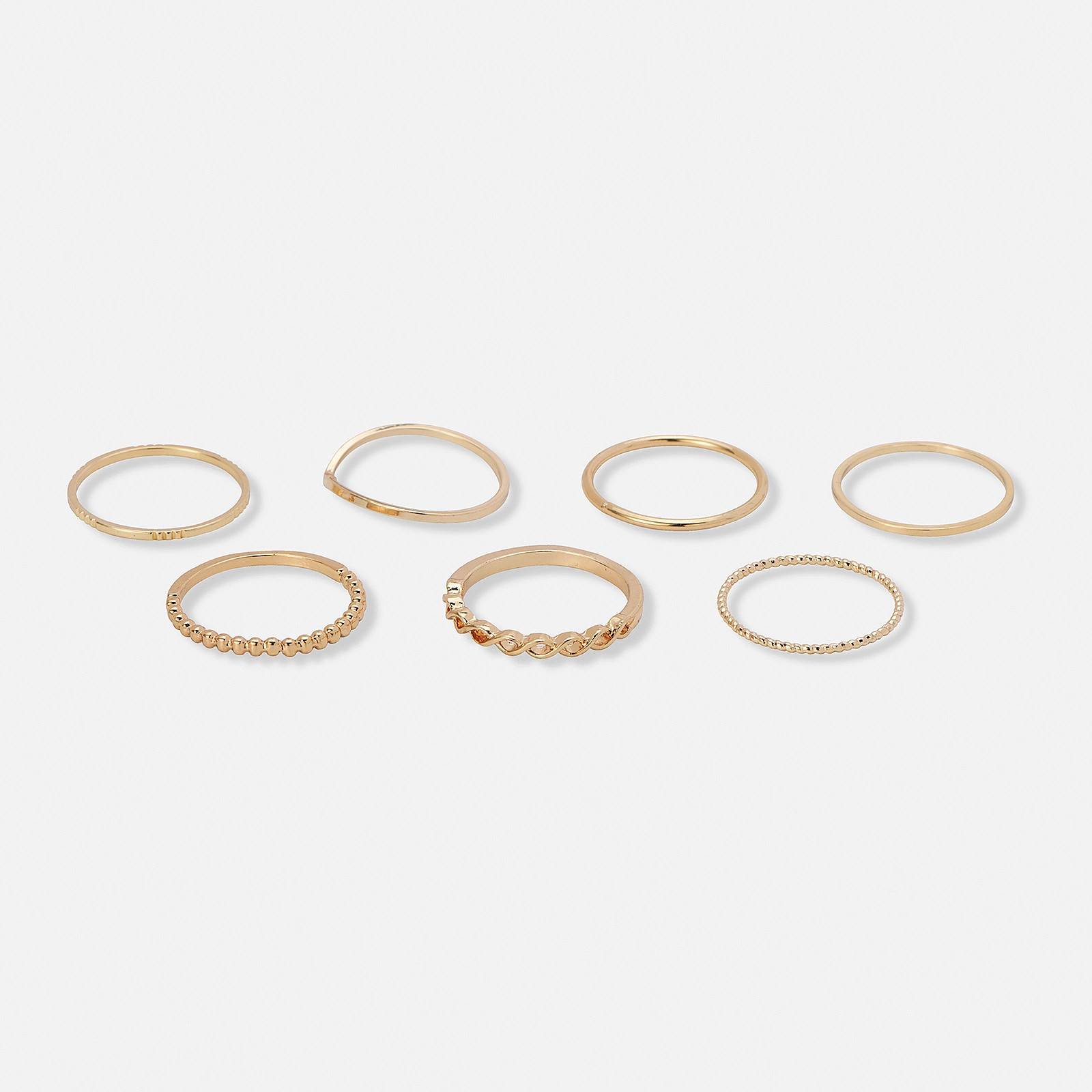 7-pack guldfärgade tunna ringar
