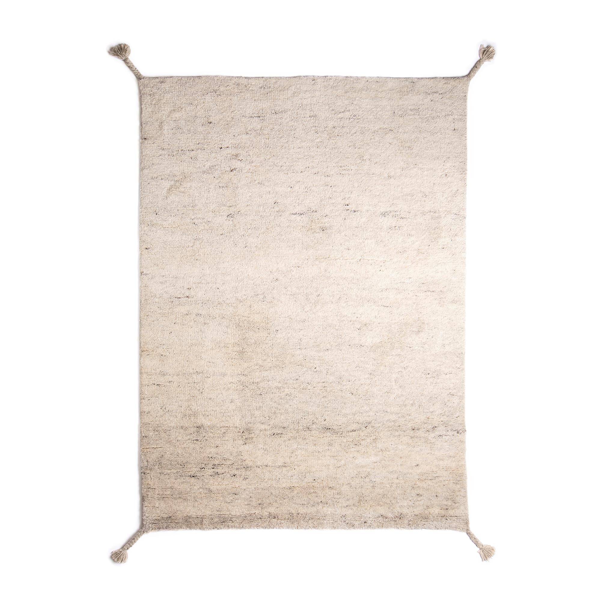 Uni Håndknyttet Uld Gulvtæppe 140 x 200 cm Ivory Hvid.