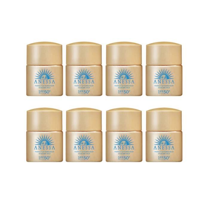 Shiseido - Anessa Perfect UV Sunscreen Skincare Milk SPF50+ PA++++ - 12ml (8ea) Set - black