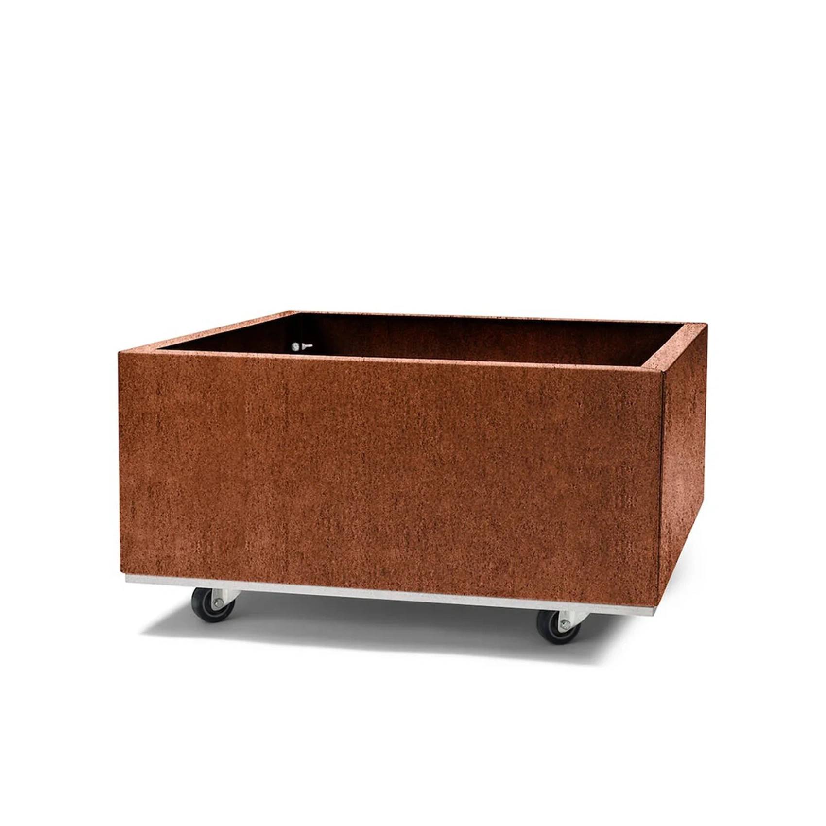 BEDD odlingslåda med hjul/ben - 60x60x25 cm, naturrost - Brun