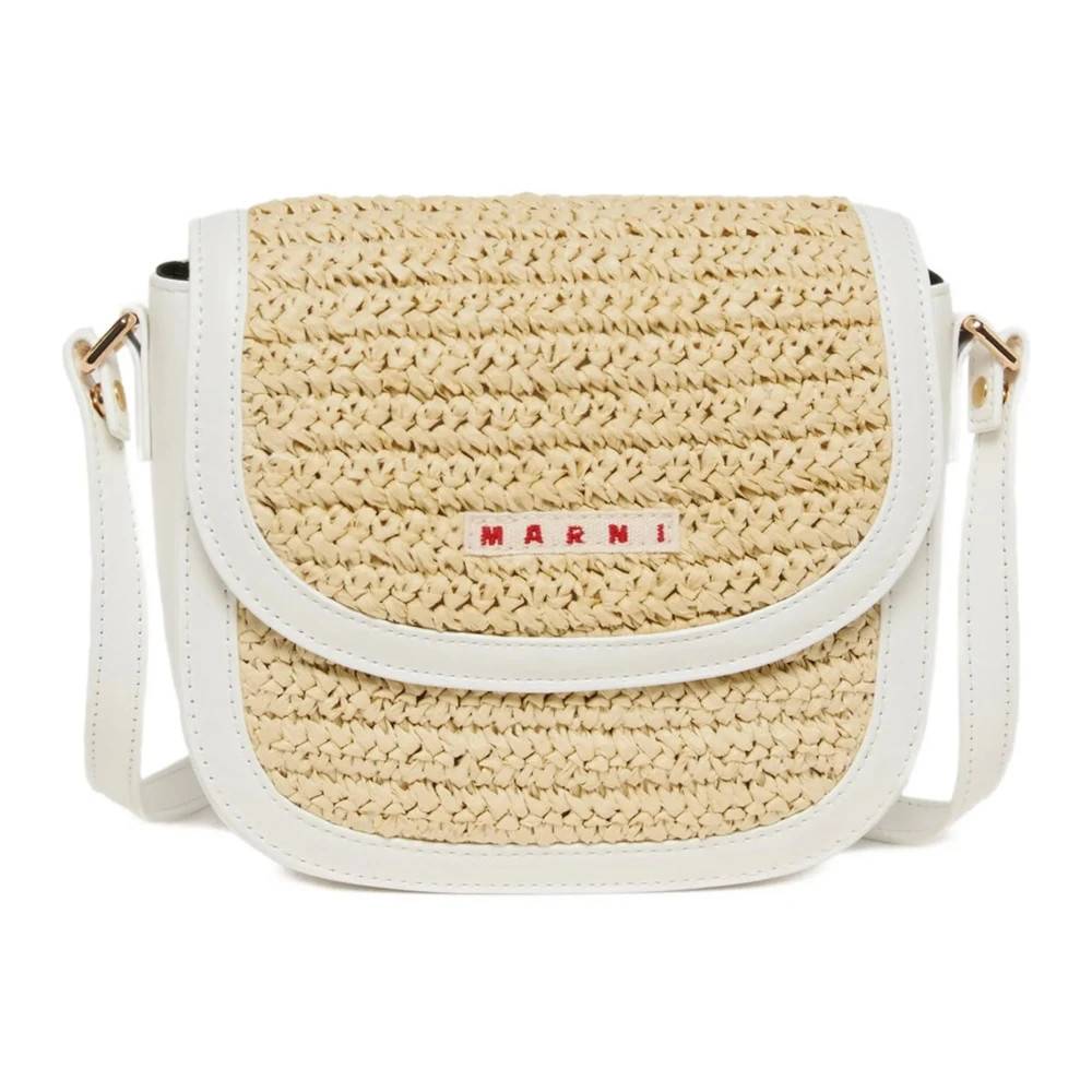 Marni Raffia Effect Smile Taske - Tasker - Dame - Hvid - ONE SIZE - Uld