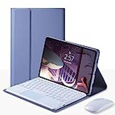 QYiiD Tangentbordsfodral med mus för Lenovo Smart Tab M10 Plus TB-X606F TB-X606X, folio tangentbordsfodral med magnetiskt avtagbart trådlöst tangentbord för Lenovo Smart Tab M10 Plus 10,2 tum, lila