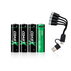 COAST - AA 1.5V USB-C genopladelige batterier 2400 mAh (4 stk)