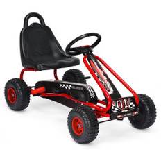 Gokart med justerbart sæde og håndbremse, pedalbil med en lastkapacitet på op til 30 kg, pedal go cart rød