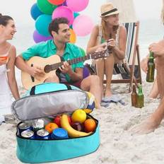 1PC Large Bag With Waterproof Insulated Compartment | Bag | Lunch Bag | Picnic Bag | Tote Bag | Beach Bag | Travel Bag Outdoor Travel Picnic Bag, Beac - Multicolor - Black,Blue,Rose Red,Green