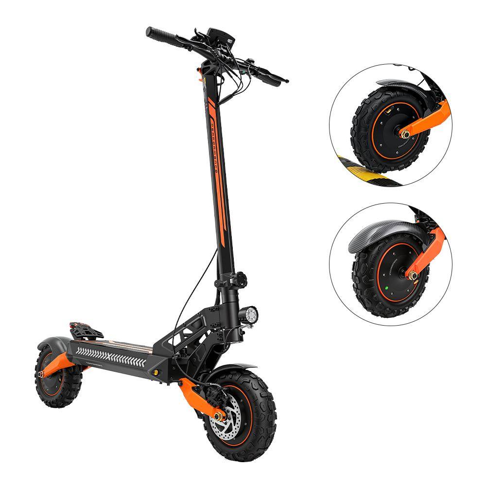 iScooter W12 Elektrisk Scooter med Dubbla Motorer 3000W 52V25AH, 70KM/H, 11  Terrängdäck, Hopfällbar, Skivbromsar svart