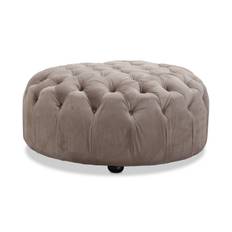 Chesterfield Puf - Lysegrå Velour Ottoman