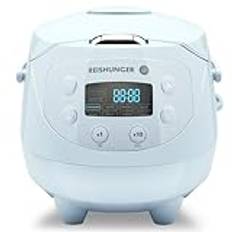 REISHUNGER Mini Digital Rice Cooker & Steamer ljusblå med värmefunktion, timer & premium innerbehållare - multicooker inkl. rissked & måttkopp, 8 program, 7-solid-teknik, upp till 3 personer