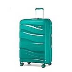 Kono Bagageset i lätt polypropen, resväska i hårt skal med TSA-lås och spinner-hjul, Turkos, 24"