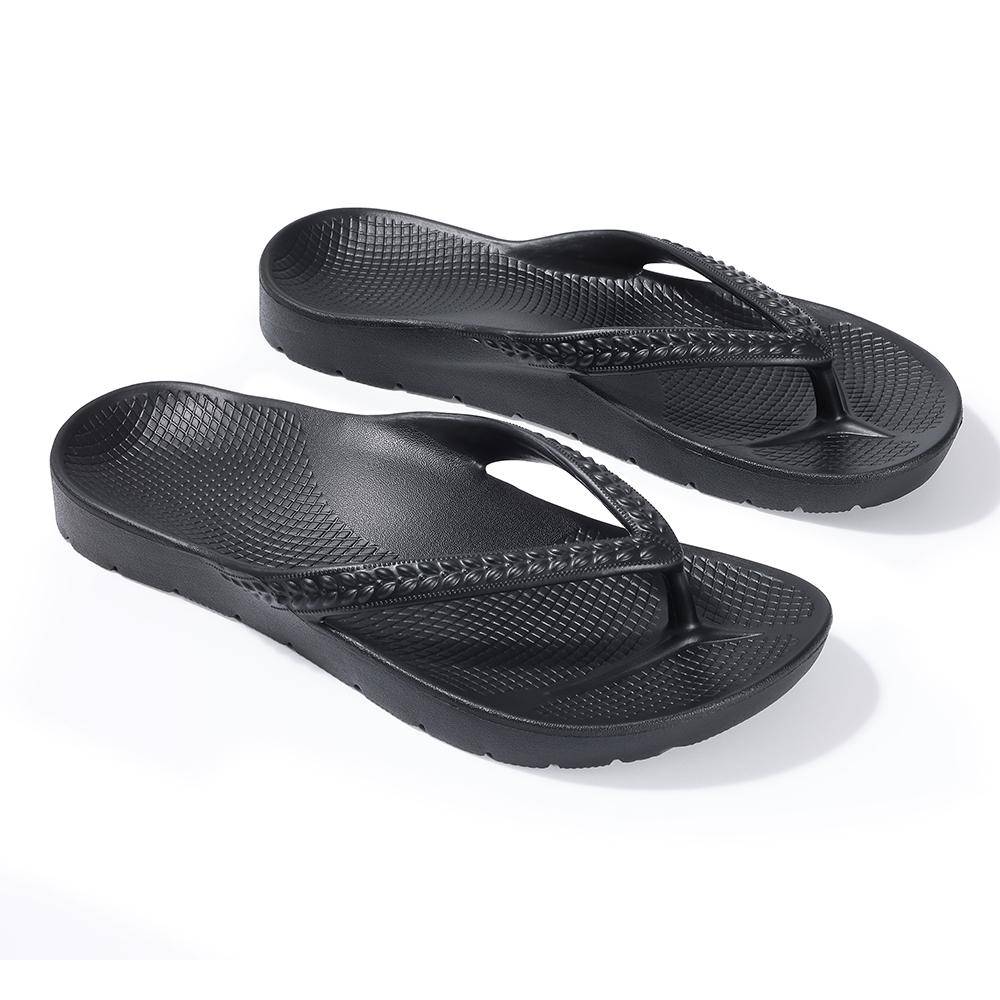 Comwarm Ortopediska Tofflor för Herrar med Fotvalvsstöd Lätta Mode Utomhus Strandtofflor Nya Hustomfflor för Plantar Fasciit cm svart