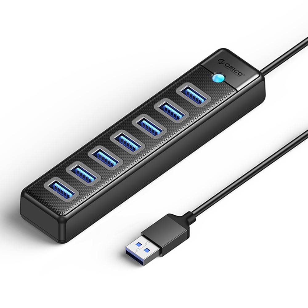ORICO USB-laddarhub med 7 portar – 5Gbps – 1 meter – Svart