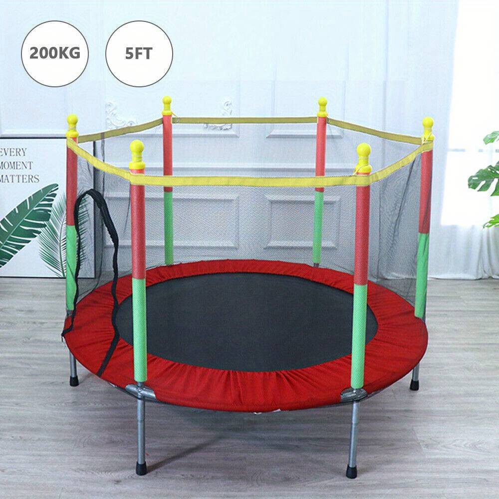 TEMU 5ft Trampoline With Safety Net Cover And Accessories Hopper For Indoor And Outdoor Use Red