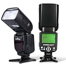 Commander Optics E-TTL Speedlite Flash med LED-bakgrundsbelysning för Canon Rebel T7, SL3, 4000D, 850D, 80D, 90D, R, RP, R5, R6, R7, R8, R10, R100, 6D Mark II, 5D Mark IV och mer Enhetsblixt