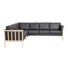 Svane Design Denver hjørnesofa (Hjørnesofa (vendbar) - L260 x B208 cm, Dolaro semianilin læder - cognac, Lakeret bøg)