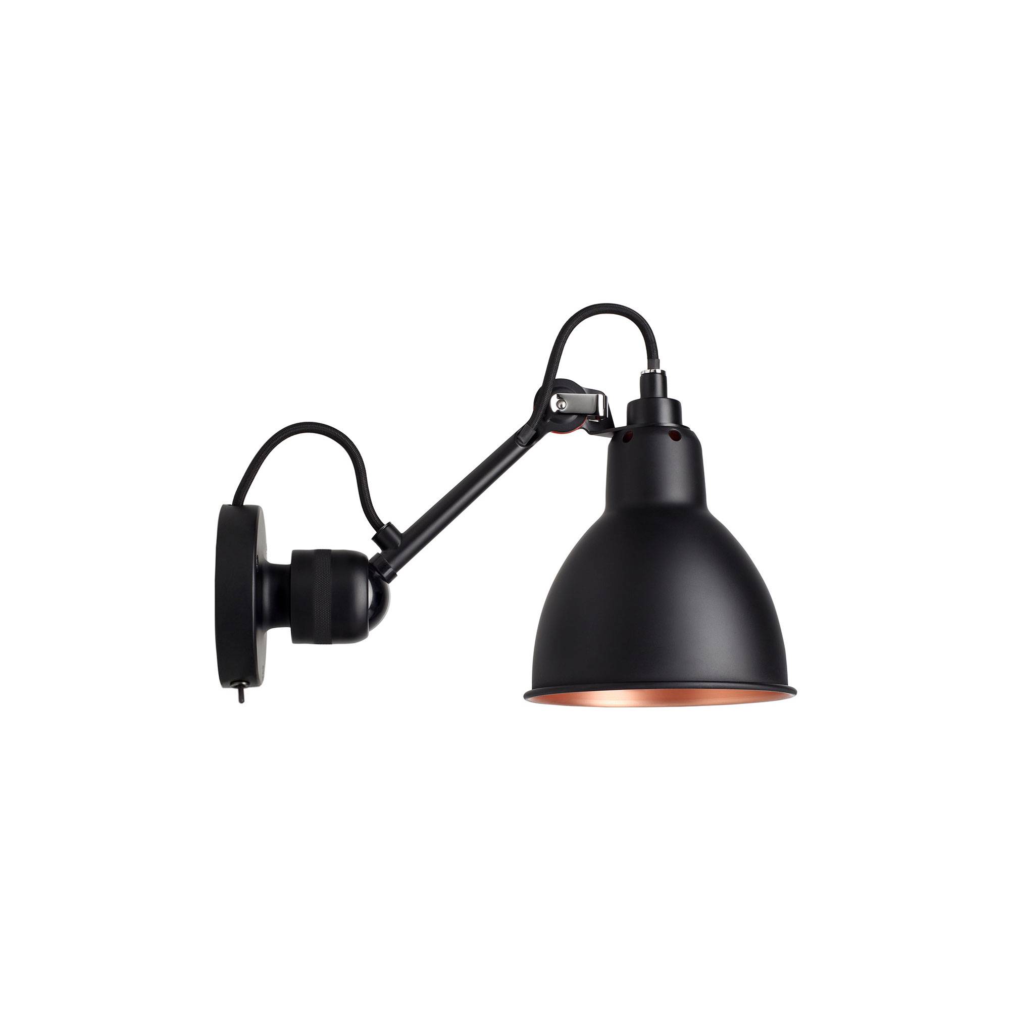 DCWéditions - Lampe Gras No304 SW - Svart med kopparinsida - Sänglampor - Bernard-Albin Gras - Svart