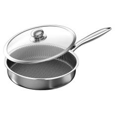 Nonstick Pan, Stainless Steel Cookware, Sturdy Frying Pan, Heat Resistant Lid, Cooking Pot Set for Stove, Induction, Cooktop, Home, Apartment, Restaurant, 20.98x11.93x3.15 inches
