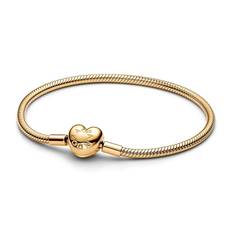 PANDORA - Moments Heart Clasp Ormkedjearmband Guld