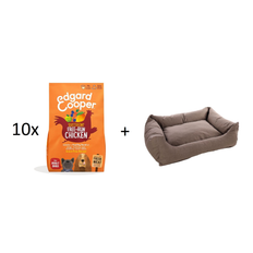 Edgard Cooper - 10x Fresh Free-run Kylling Adult 12kg + Hundeseng XXXL - Storkøb - Fri fragt og klar til levering - Prismatch