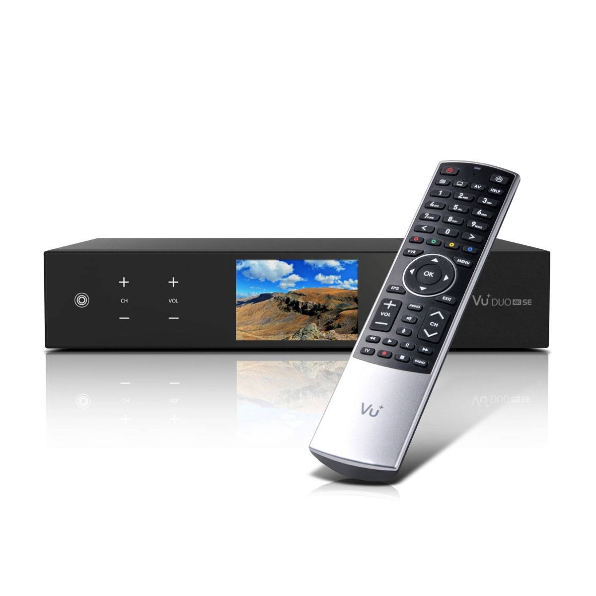 VU+ Duo 4K SE – UHD 4K Linux-mottagare med DVB-S2X FBC Twin & DVB-T2 Dual Tuner (Dubbla Sat + Dubbla Mark) (Välj variant: Utan hårddisk med BT fjärr)