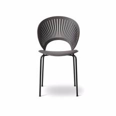 Fredericia Furniture Trinidad Stol m/ Sitsklädsel Flint Gråbejdset Eg m/Læder 320 Dark Clay