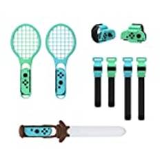 7 in 1 Switch Sports Game Set, for Switch Handle Body Photosensitive Sword + Sports Strap + Tennis Racket + Wristband Accessory Kits