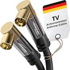 KabelDirekt – 4K Antennkabel, Koaxialkabel – TV Kabel 90° vinklad – 3m – Digital och analog – Finns i 0,5-20m (Vinklad hane/hona, för DVB-C/DVB-T/DVB-S, svart)