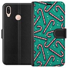 Huawei P20 lite Sort Tegnebogsetui Polkagris Mönster