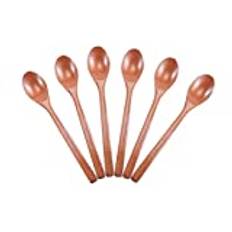 Wooden Spoons, 6 Pieces Wood Soup Spoons for Eating Mixing, Long Handle Spoon Kitchen Utensil