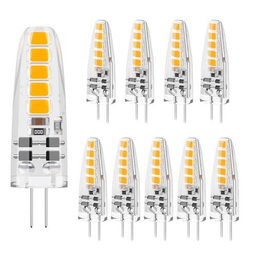 DiCUNO G4 dimbar LED-lampa, 2W motsvarande 20 W halogen, varmvit 2 700K, 12 V, 185 LM, flimmerfri G4 för infällda huvor och spotlights, 10 stycken