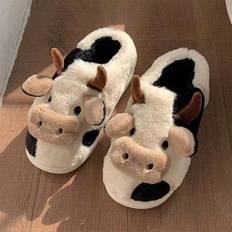 Soft And Cute Cow-Themed Slippers For Women, Winter Fashionable And Warm Indoor Shoes For Girls' Dorm Rooms