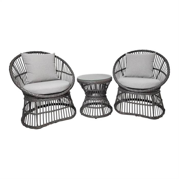 Natal Loungesæt, rattan, grå, inkl. hynder