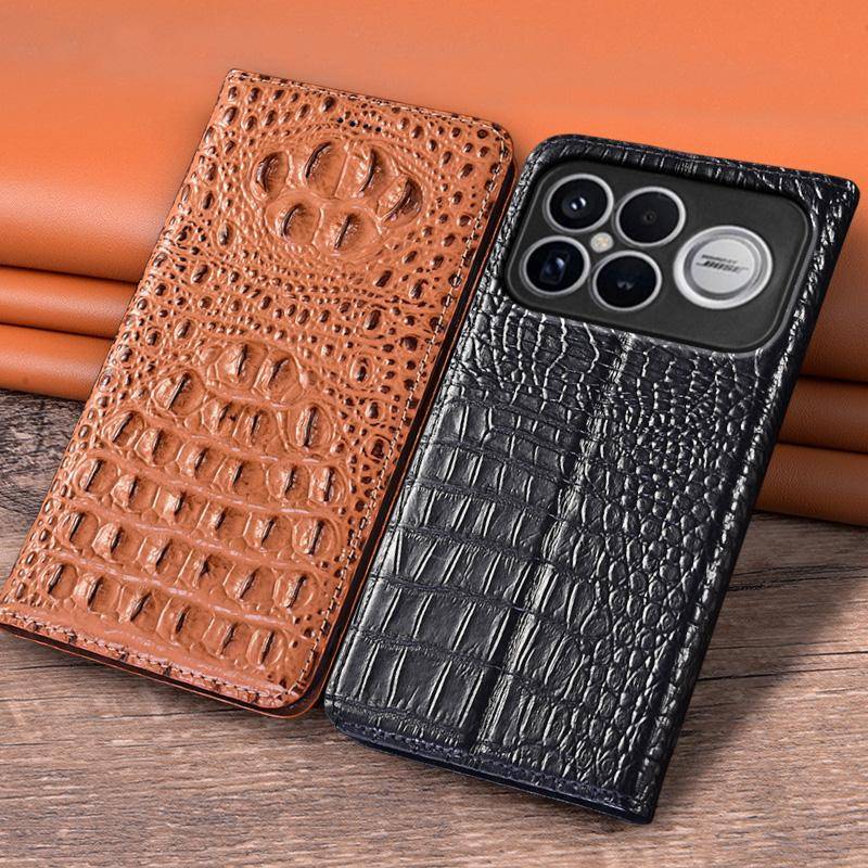 Flippfodral för XIAOMI POCO F9 Ultra Pro 5G Äkta Läder Magnetiskt Skydd Koskinn 3D Krokodilklo Kortficka Plånboksfodral